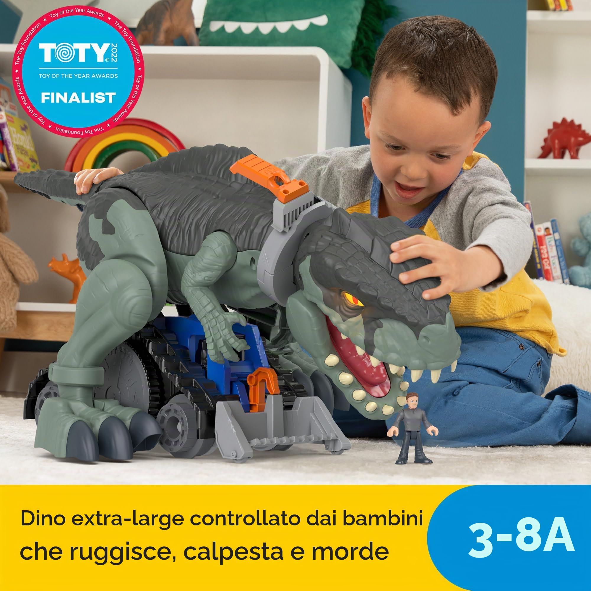 Fisher-Price, Imaginext, Jurassic World Mega Dino Calpesta e Ruggisci, Giocattolo per Bambini 3+ Anni, GWT22
