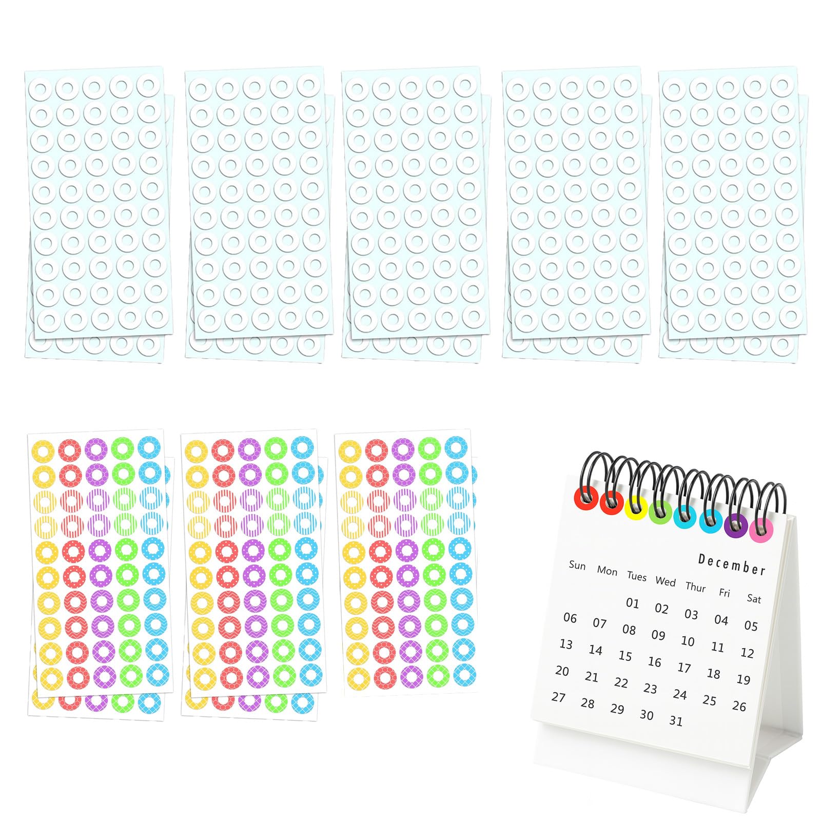 Salvabuchi Fogli Anelli Rinforzi Trasparenti 13mm 6 Colori 750 Pezzi