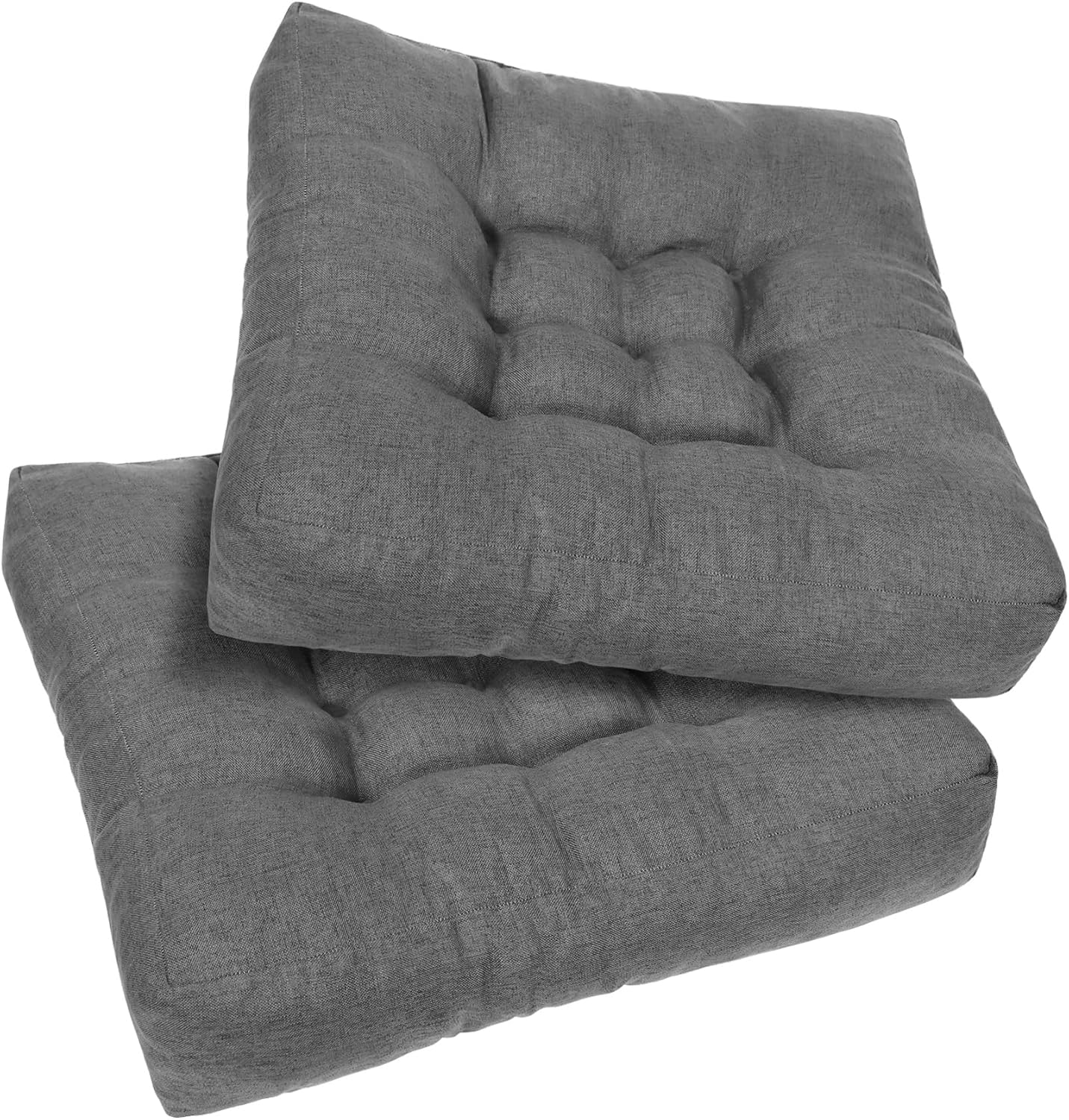Dark Grey Square Floor Pillow Meditation Cushions, Large Floor Sitting 22"x22"x4.6", Tufted Cushions for Yoga Living Room Tatami Home Decor 2 Pack Dark Grey 2