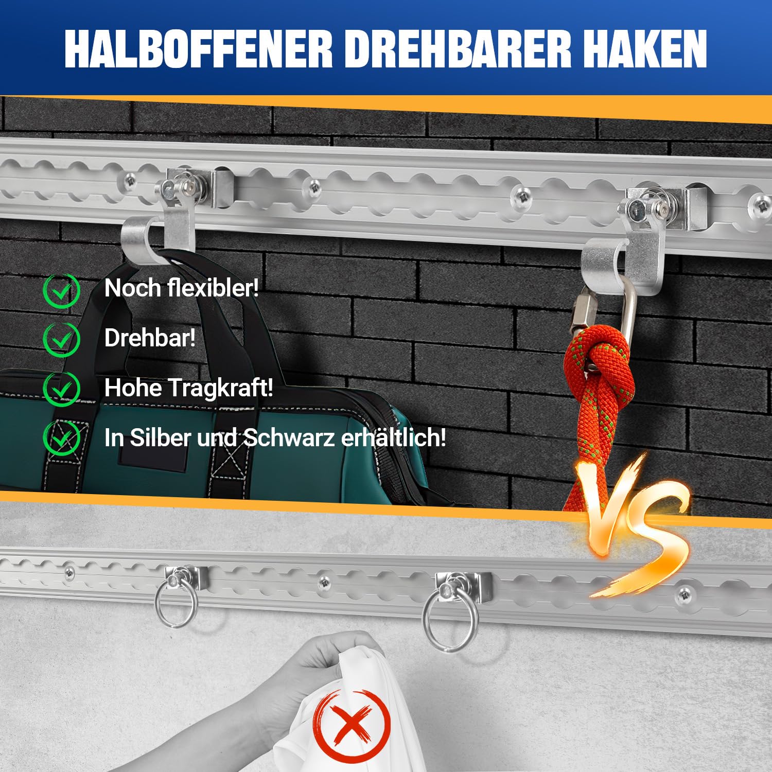 Airlineschiene Fitting 10 Stück, Airlineschiene Zubehör Haken Maximale Tragfähigkeit 45kg,Silber Eloxiert,Aluminium,Einfachendbeschlag für Zurrschienen