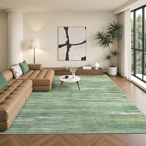 Miniatura 9 de Art&Tuft Alfombra lavable, antideslizante abstracta de 8 x 10 pies, alfombras resistentes a las manchas para sala de estar, alfombra plegable