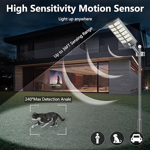 Miniatura 2 de loyoele Farolas solares para exteriores, impermeables, 8000 W, 300000 lúmenes, luz solar de estacionamiento del atardecer al amanecer, luces de
