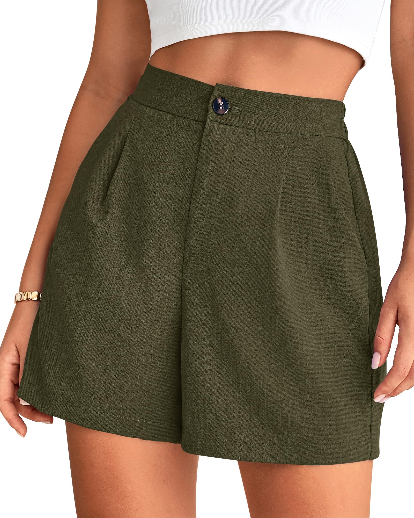 BTFBM Womens Shorts Dressy Casual Summer 2025 High Waisted Tailored Pleated Business Work Trouser Shorts with Pockets