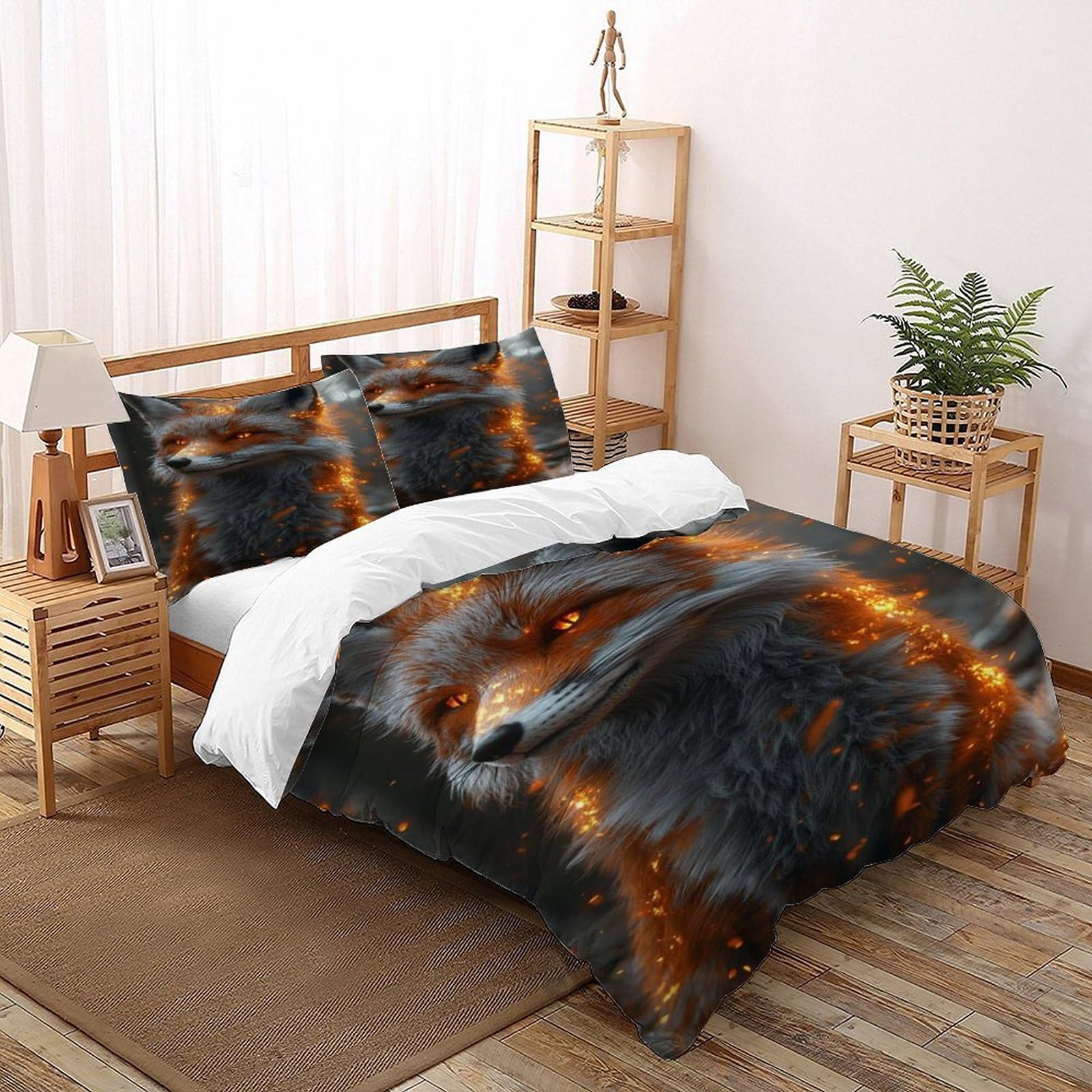 Housses de couettes renard 3D anti-plis et douces pour sommeil serein