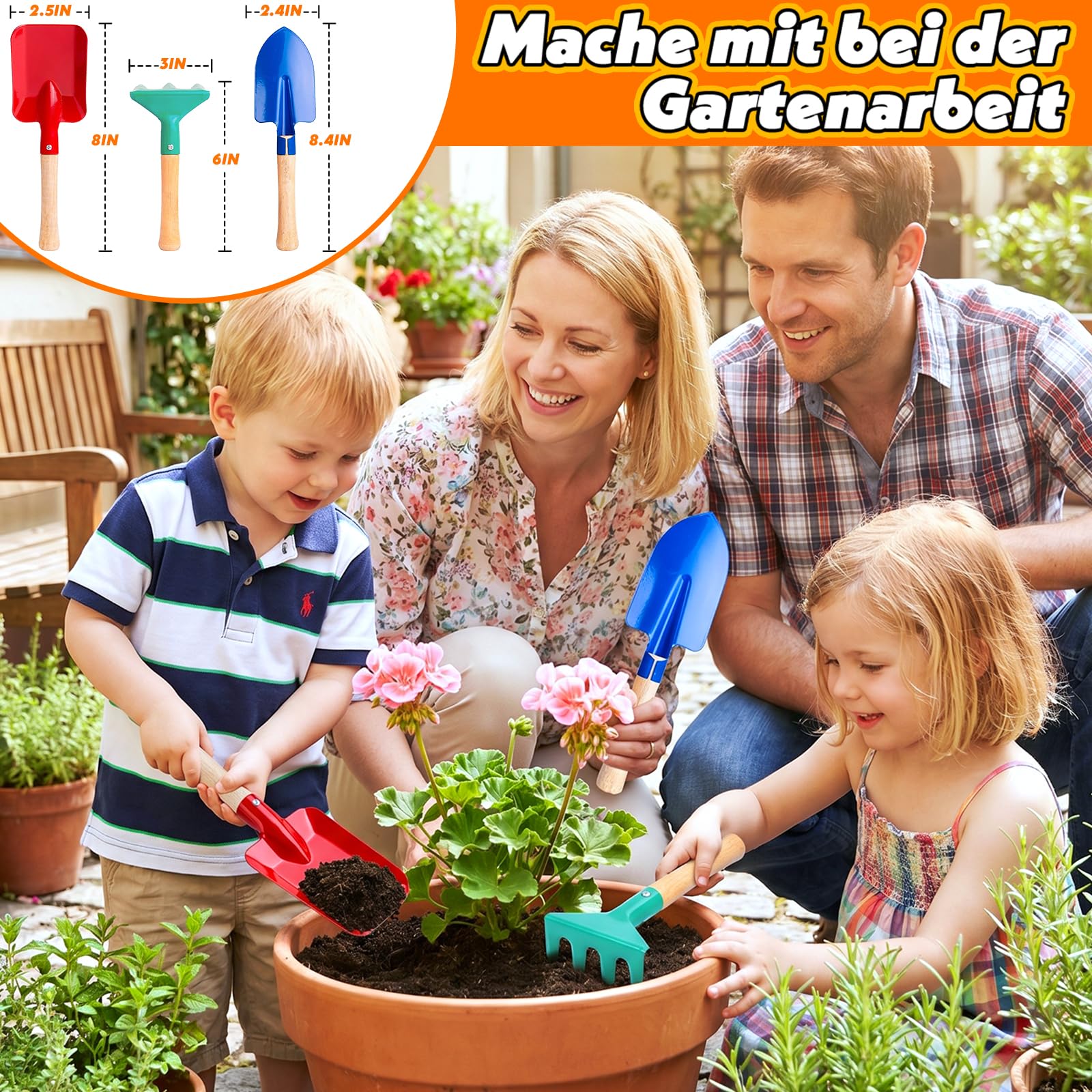 2 in 1 Werkzeug Kinder Spielzeug ab 3 Jahre, motorsäge Kinder, Kinder Rasenmäher & Laubbläser mit Geräusch, Gartenspielzeug Kinder Outdoor Spiele Geschenk 3-9 Jahre Junge