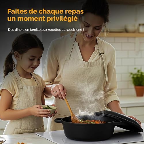 KICHLY 2 En 1 Four Hollandais En Fonte Pré-Assaisonné Avec Couvercle De Poêle A Griller A Double Usage - Cuire Au Four, Frire, Rôtir, Ragoût Et Griller - Cuisson A L'intérieur Et A L'extérieur - 7