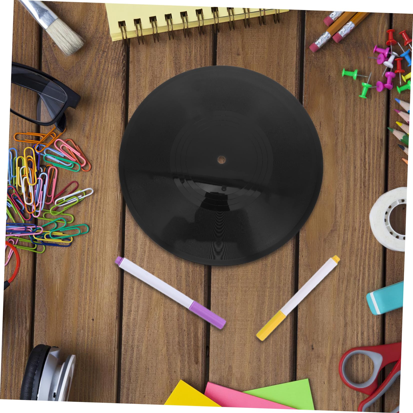 MAGICLULU Decorazione per Festa Musicale con Vinile Nero Retrò, Leggero e Facile da Installare, Set DIY con Pennarelli per Disegnare e Personalizzare