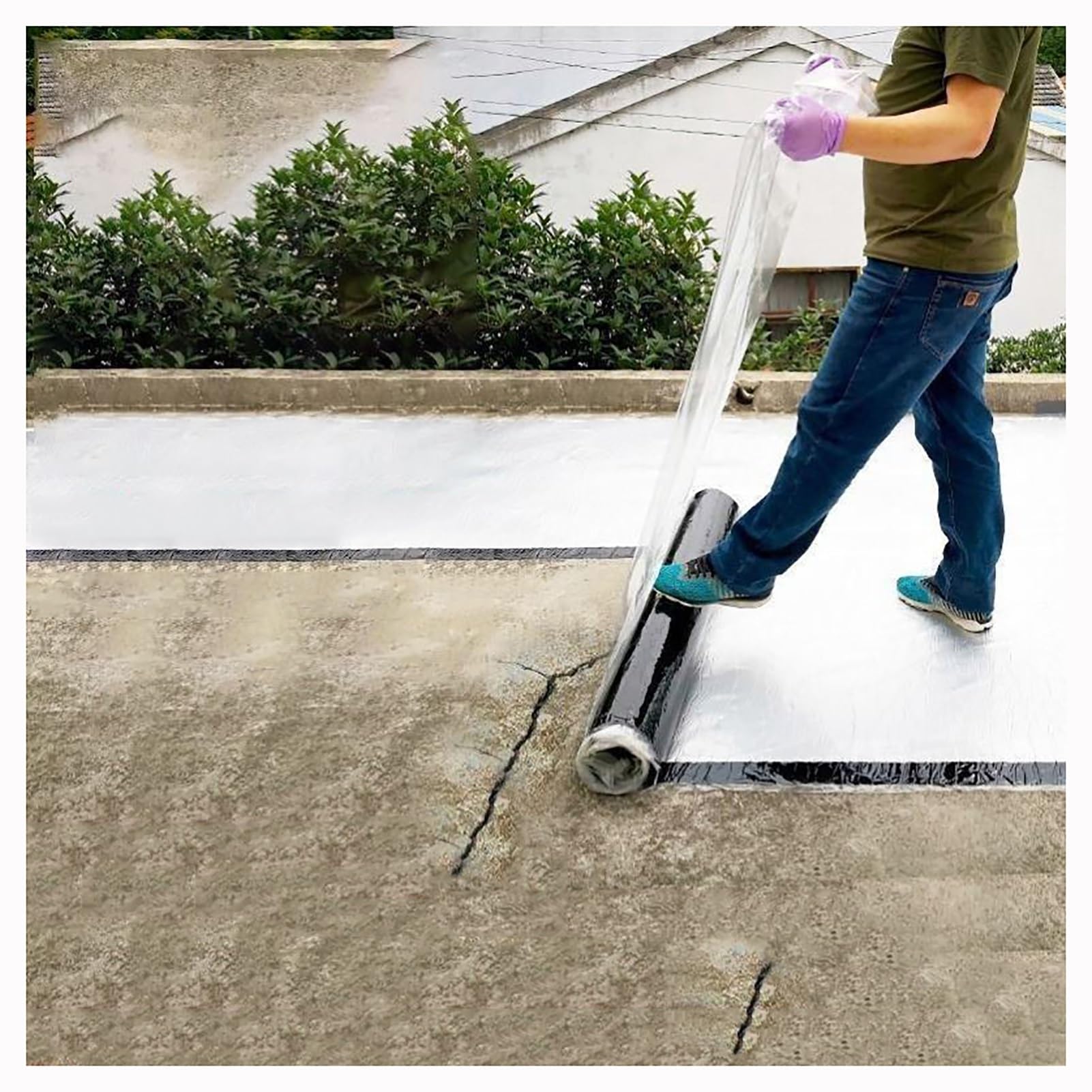 Genérico Cinta de Sellado Impermeable - Sellador Autoadhesivo para reparación de techos, Asfalto cauchutado Modificado para terrazas, Ventanas y canalones - Cinta de Parche de 50 cm x 500 cm para Uso