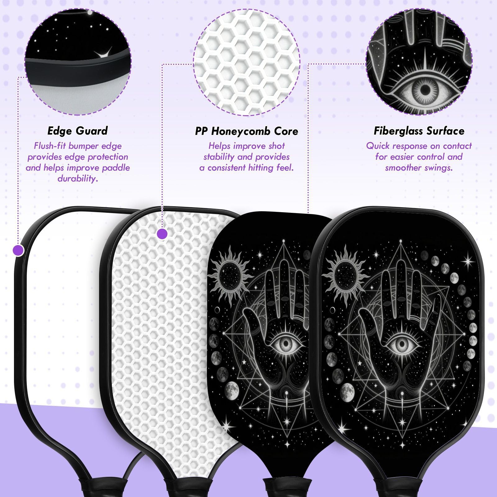 Hamsa Hand Evil Eye Fatima Moon Lekkie wiosła Pickleball