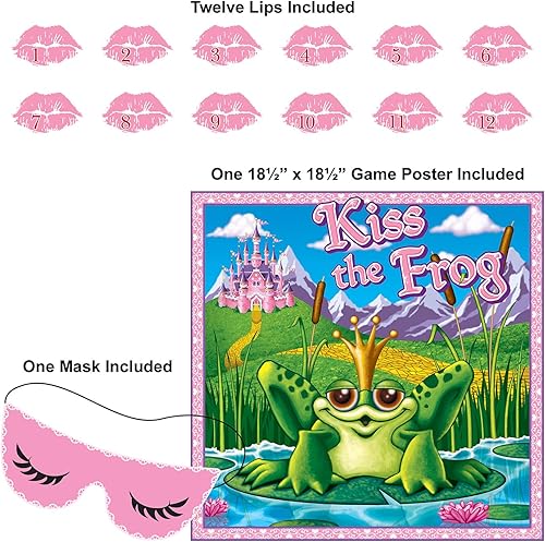 Miniatura 2 de Kiss The Frog Party Game máscara y 12 labios incluidos accesorio de fiesta 1 unidad 1 unidad
