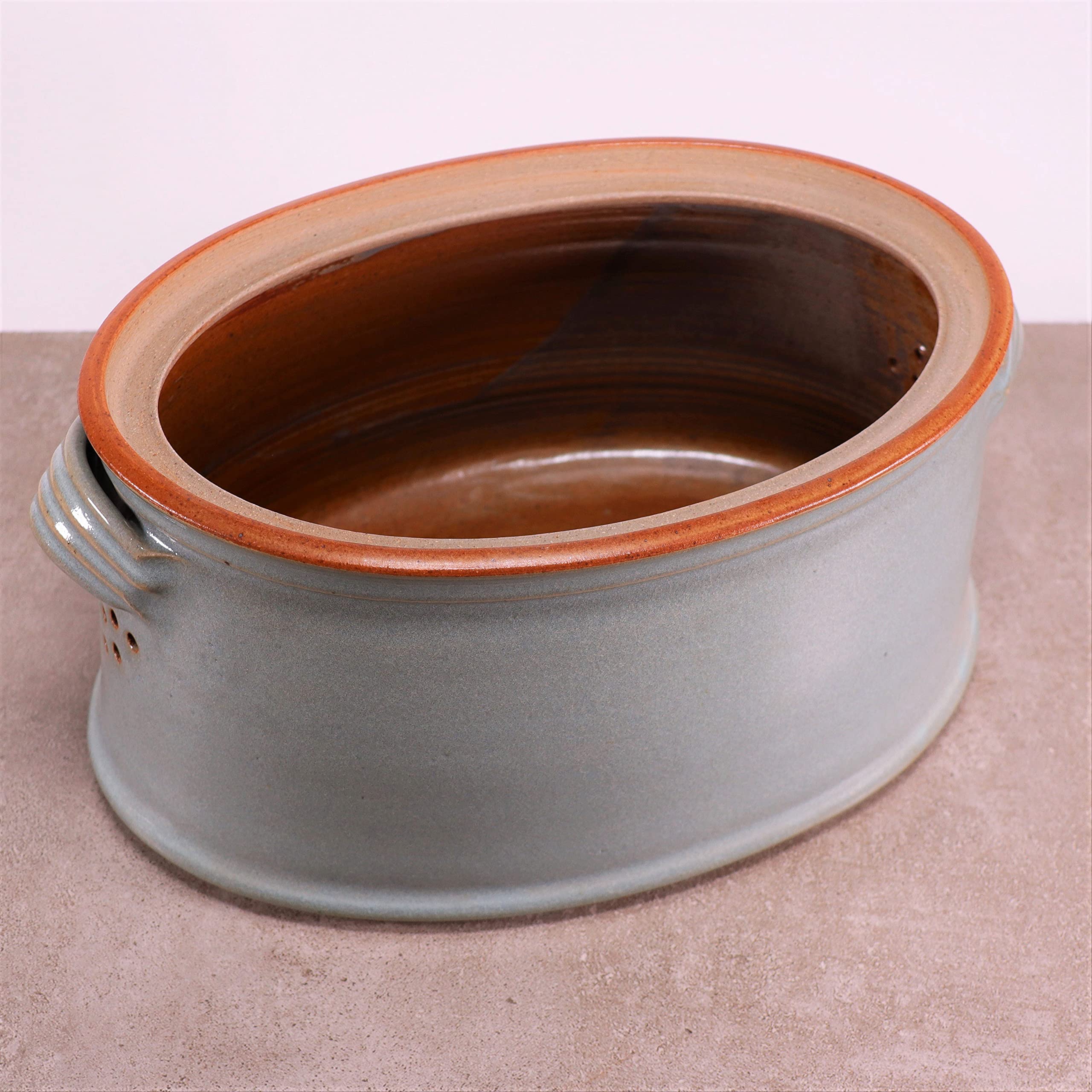 Palatina Werkstatt ® | Pentola per pane smaltata a mano in gres grigio (vaso grande)