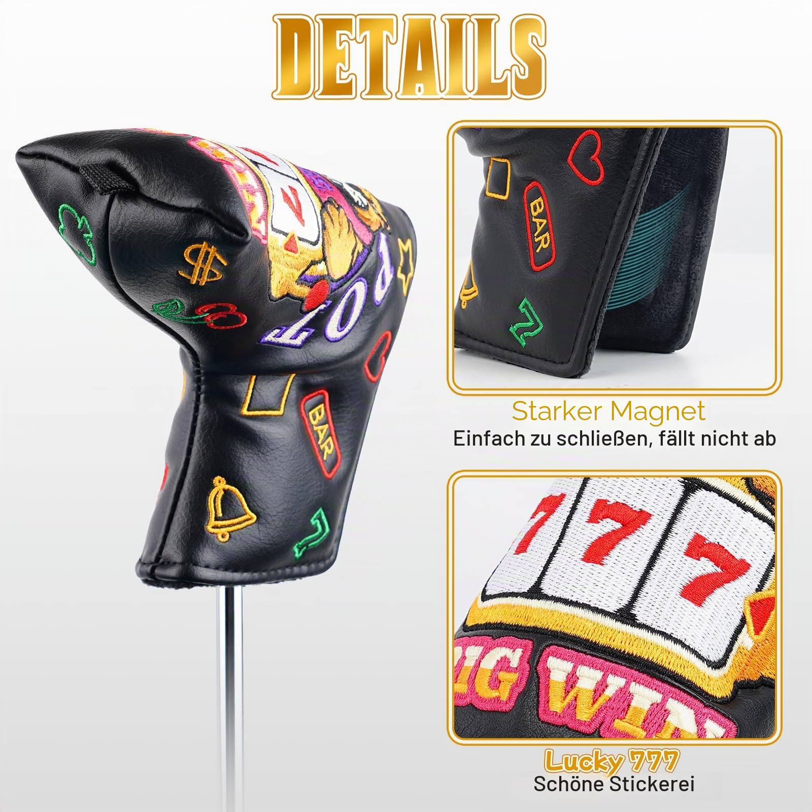 Golf Putter Cover Blade/Mallet/Square/Mid-Mallet Headcovers PU Leather Groundhog Lucky 777