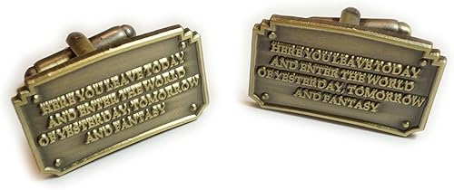 Miniatura 2 de Here You Enter Tie Bar and Cufflinks Cuff Links Set with Fantasy Quote Design, Antique Gold Finish, 1 Inch Wide, Professional Suit Wedding Accessory
