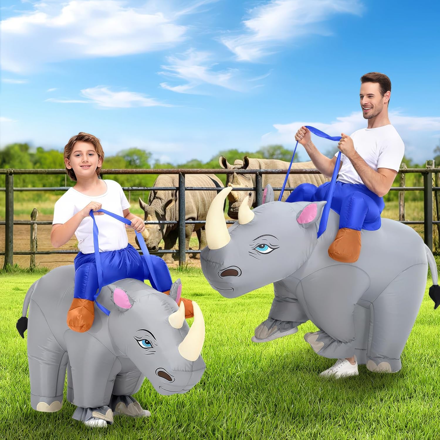 Spinosaurus Inflatable Rhino Costume Kids Inflatable Costume Funny Blow Up Halloween Costumes Ride on Animal Costumes for Boys Girls - Image 3