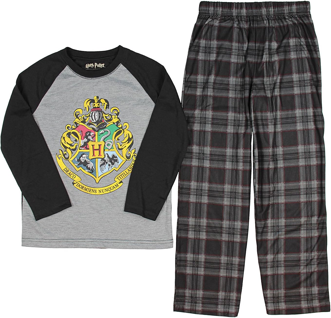 INTIMO Big Boys Harry Potter Hogwarts School Crest Raglan Pajama Set - Image 3