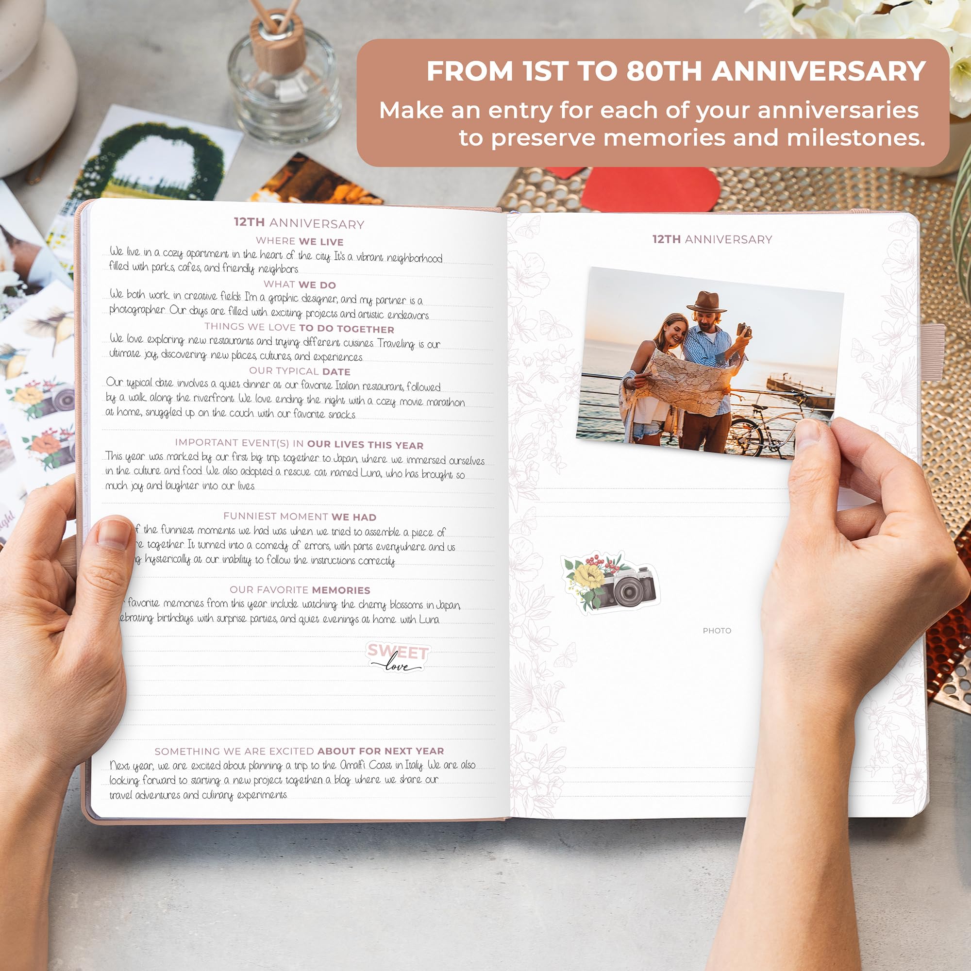 Clever Fox Anniversary Journal, Couple Memory Book & Photo Album with Writing Space, Wedding - Image 2