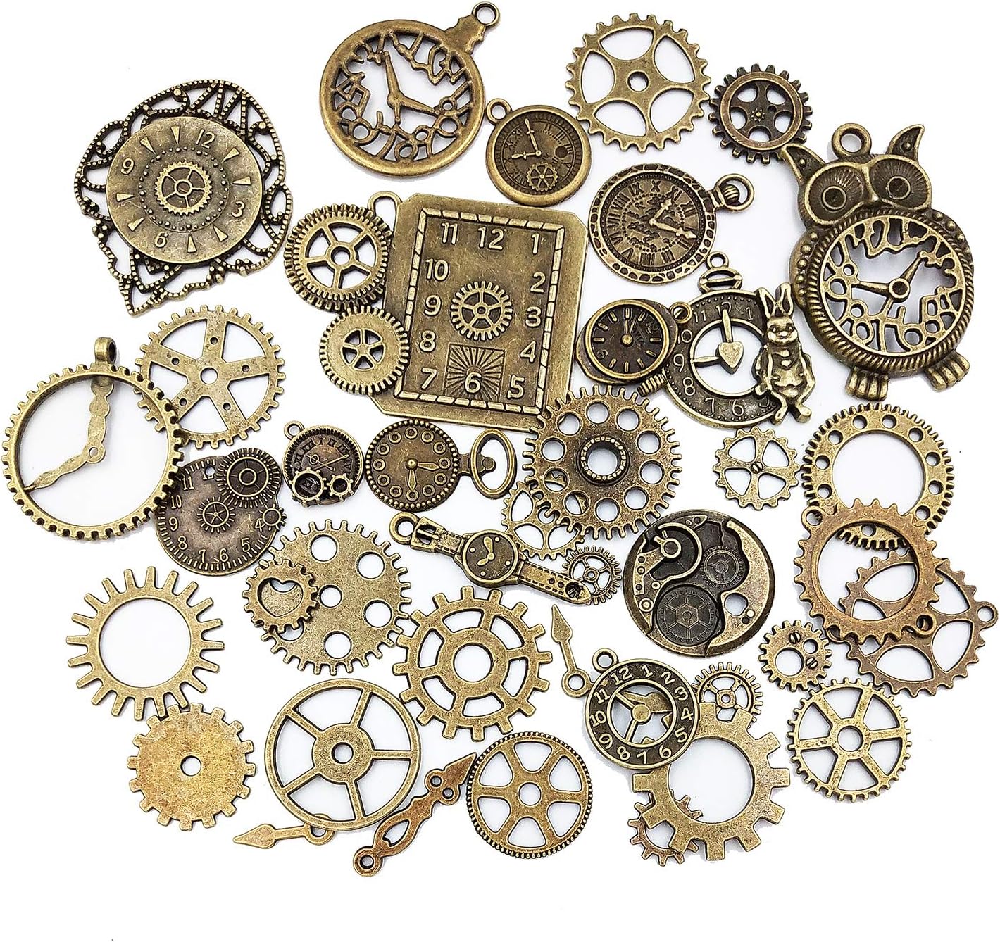 Czorange Steampunk Gears Cogs Charms Pendant Clock Watch Wheel for Jewelry Making Supplies,Steampunk Accessories, Craft Projects Antique Bronze