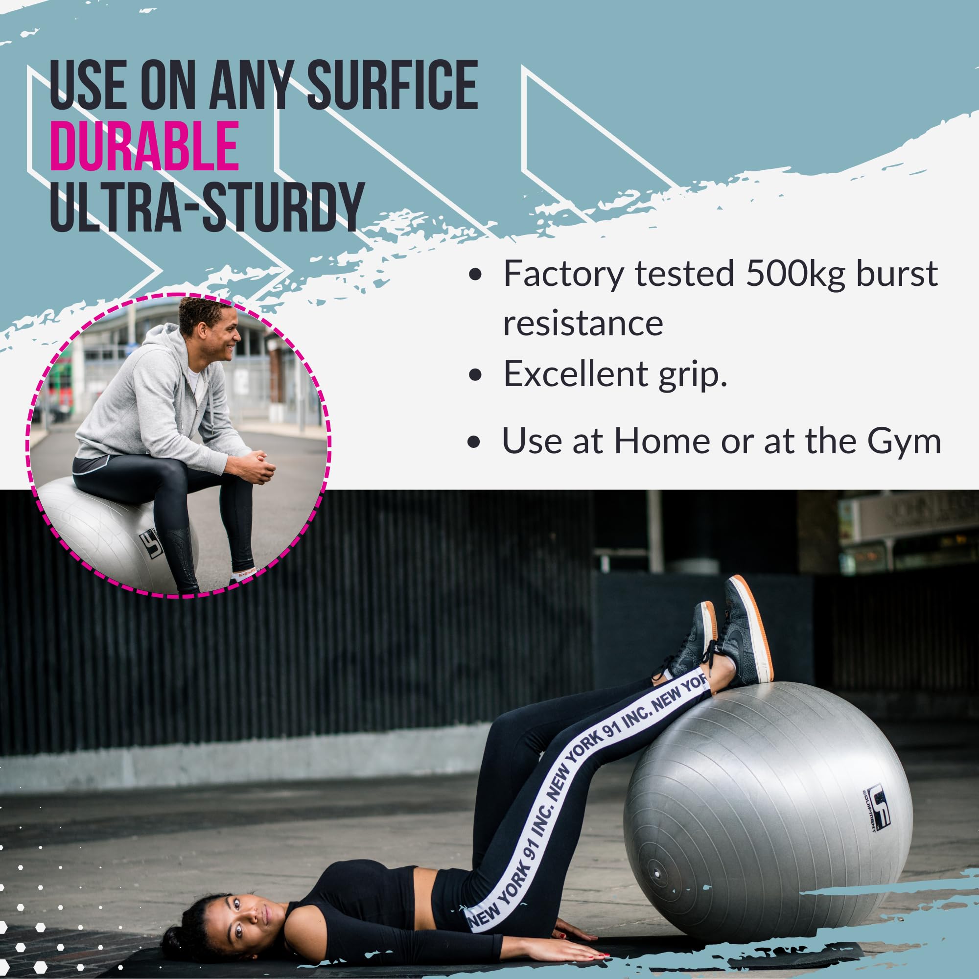 500kg Burst Resistance Swiss Ball Palla svizzera resistente alla rottura, 500 kg Unisex adulto