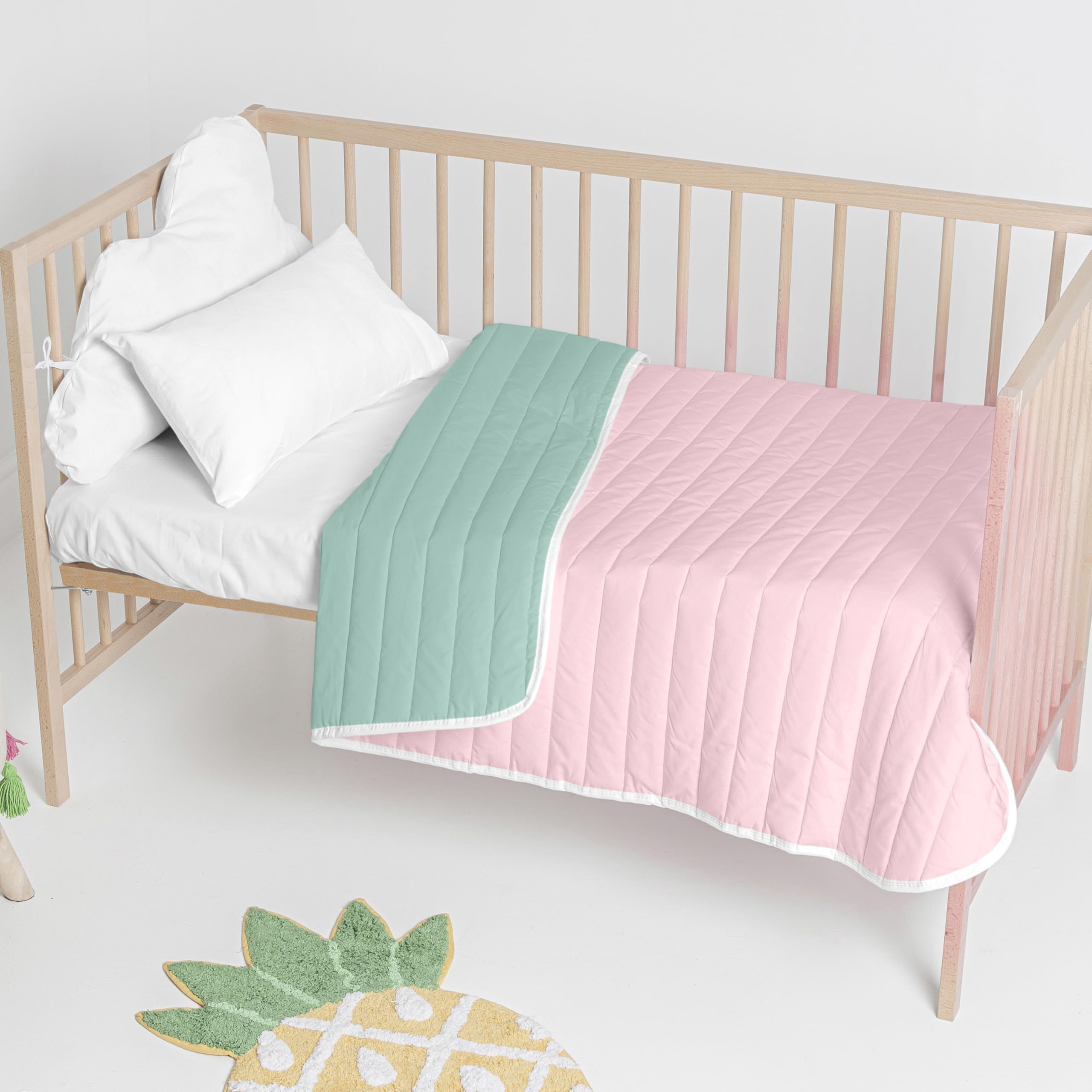 Colcha cuna Dash menta évite les coups de froid : couvre-lit bébé 100x130 léger et respirant