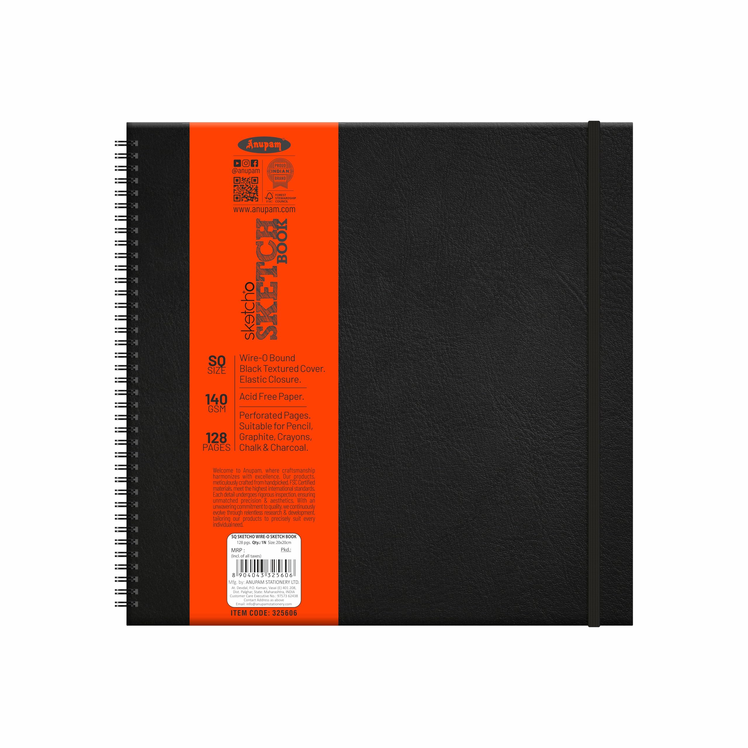 Anupam SketchO Wiro Sketchbook Hardbound - Acid Free - 140 GSM - Square (20 x 20 cms)- 128 Pages (B08L55JSP7) Amazon Price History, Amazon Price Tracker