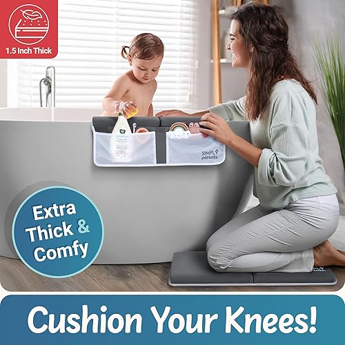 Miniatura 2 de Simply Parents Cómodo juego de rodilleras y coderas para el baño del bebé, almohadilla antideslizante de secado rápido para bañar al bebé,