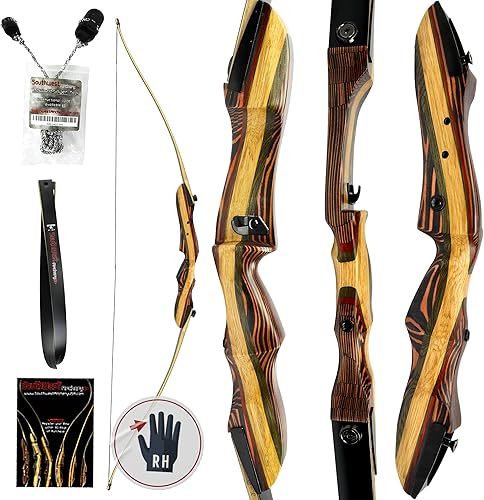 Southwest Archery Tigershark Takedown - Arco recurvo Versiones estándar y PRO Arco de caza de 62 pulgadas zurdo y diestro Pesos de tracción en