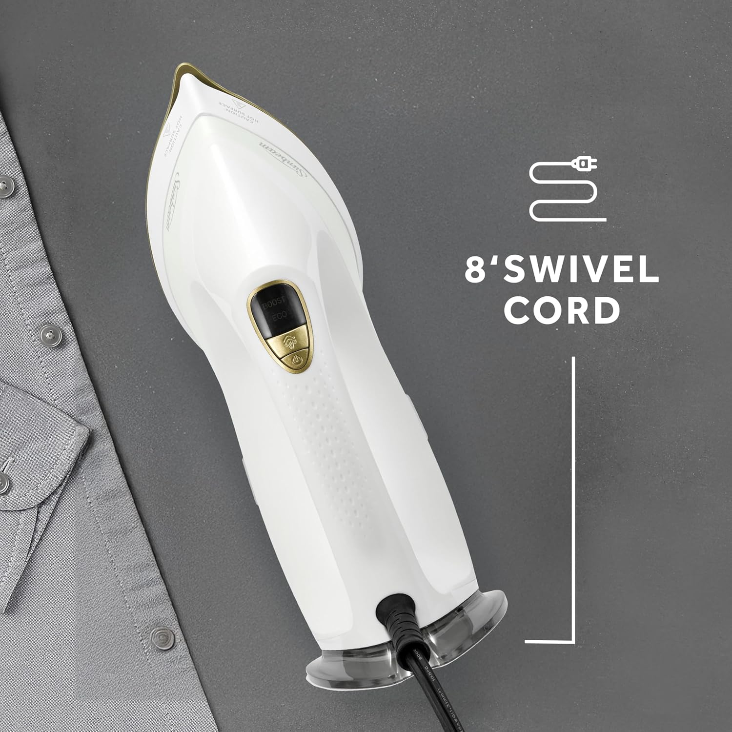 Sunbeam EliteSteam 1700W Digital Steamer & Iron – Stainless Steel Soleplate, 200ml Water Tank, Variable Steam, Quick 20s Heat-Up, 3-Year Limited Warranty – Ideal for Wrinkles & Upholstery