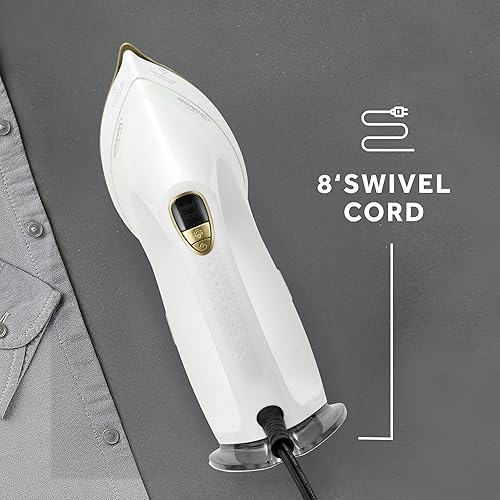 Miniatura 4 de Sunbeam EliteSteam - Vaporizador digital y plancha de 1700 W, suela de acero inoxidable, tanque de agua de 6.8 fl oz, vapor variable, calentamiento