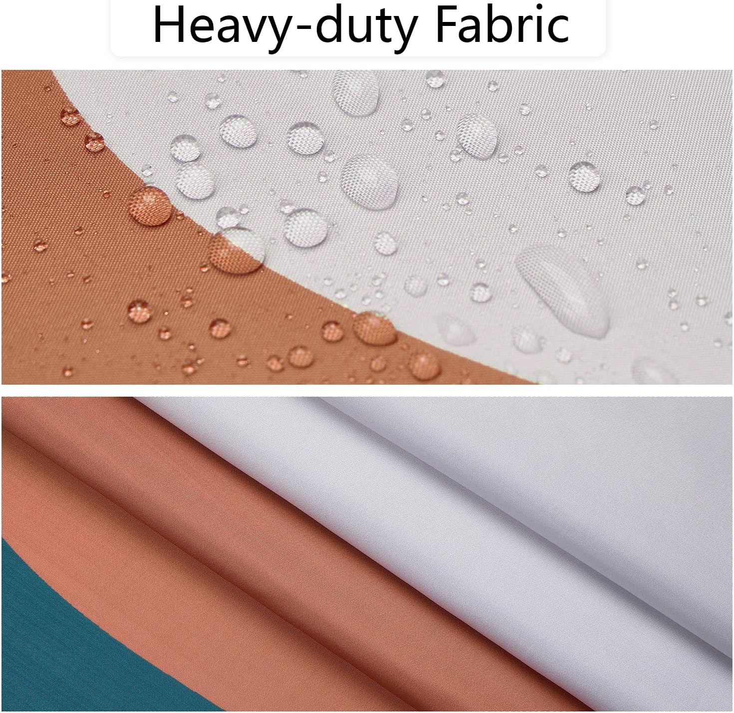 No Hook Boho Shower Curtain with Snap in Liner Set, Modern Boho Sun & Mountain Landscape Design, Mid Century Waterproof Shower Curtains for Bathroom Decor, 71x74 Inch