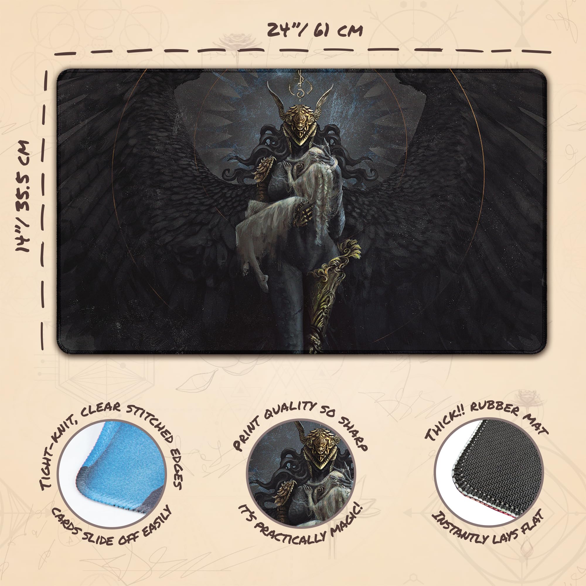 Cold of Eternity (Bordes cosidos) - Alfombra de Juego Elden Ring, Dark Souls - Compatible con tapete de Juego Magic The Gathering - Juega a MTG, YuGiOh, TCG - Diseños Originales y Accesorios
