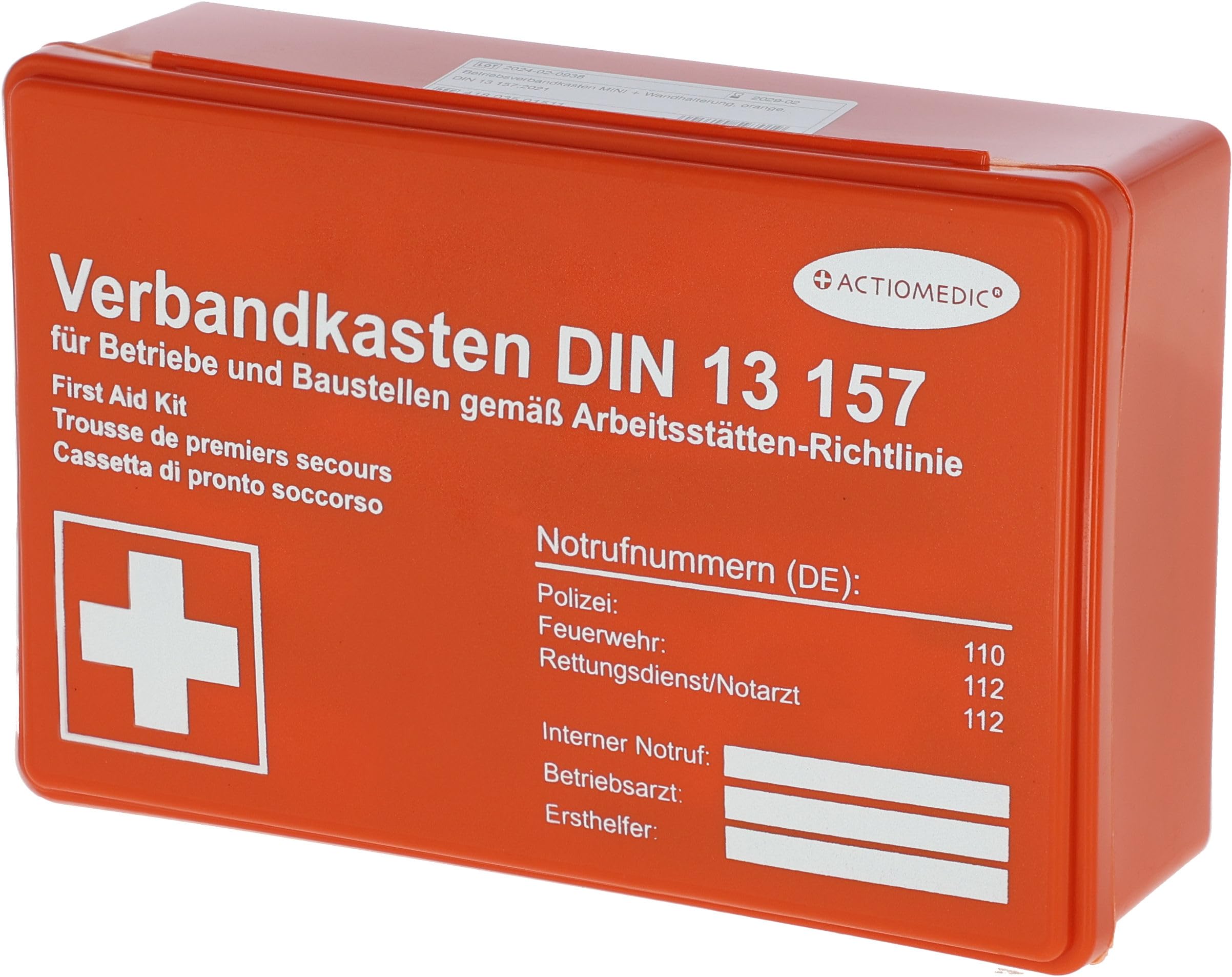 GRAMM medical 418.035.01511 MINI Betriebsverbandkasten, orange, 26 x 9 x 18 cm