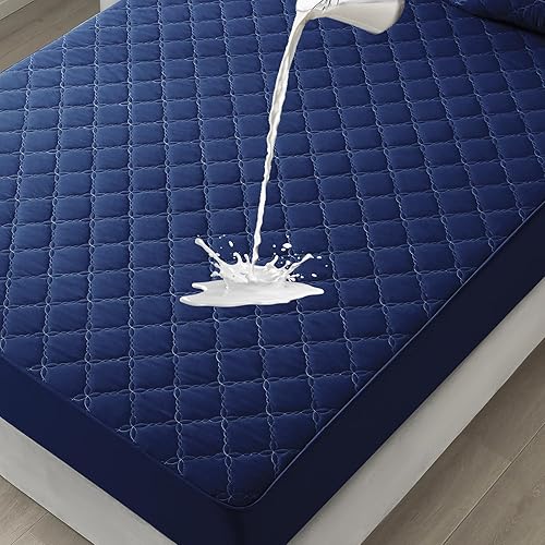 Protector de colchón impermeable Protector de colchón de tamaño individual silencioso y estilo sábana bajera Protección de cama matrimonial para