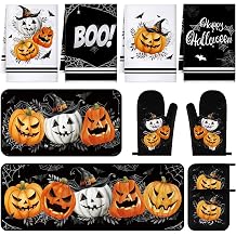Fanfanwin 10 Pcs Halloween Kitchen Decor Accessories Set Gothic Pumpkin