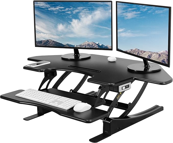 VIVO 109cm Corner Electric Height Adjustable Cubicle Stand Up Desk