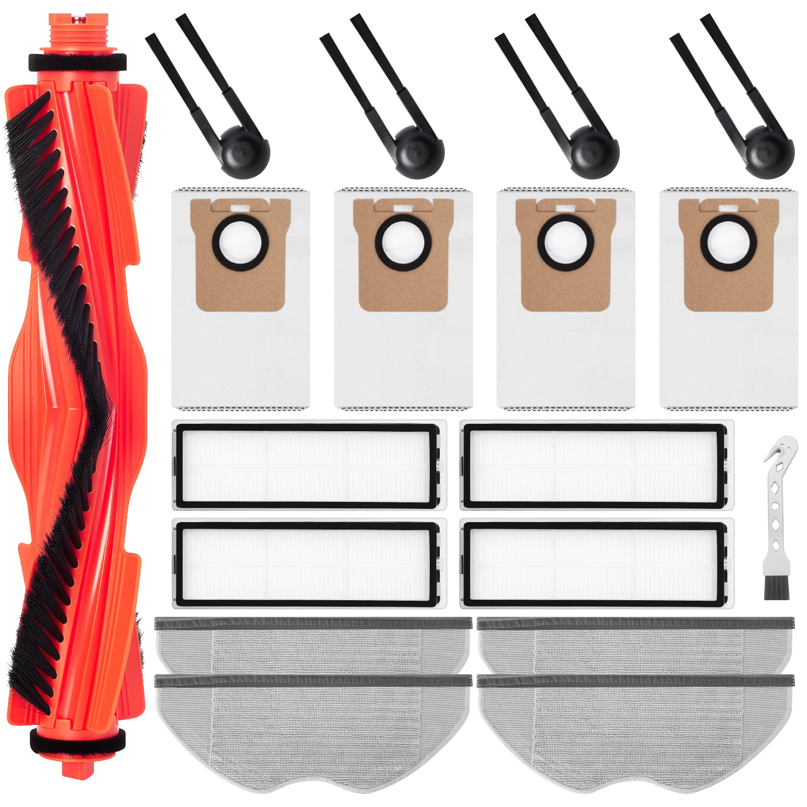 Juego de accesorios para robot aspirador Xiaomi H40. 1 cepillo principal, 4 filtros HEPA, 4 almohadillas de limpiaparabrisas, 4 cepillos laterales, 4 bolsas para el polvo, 1 cepillo
