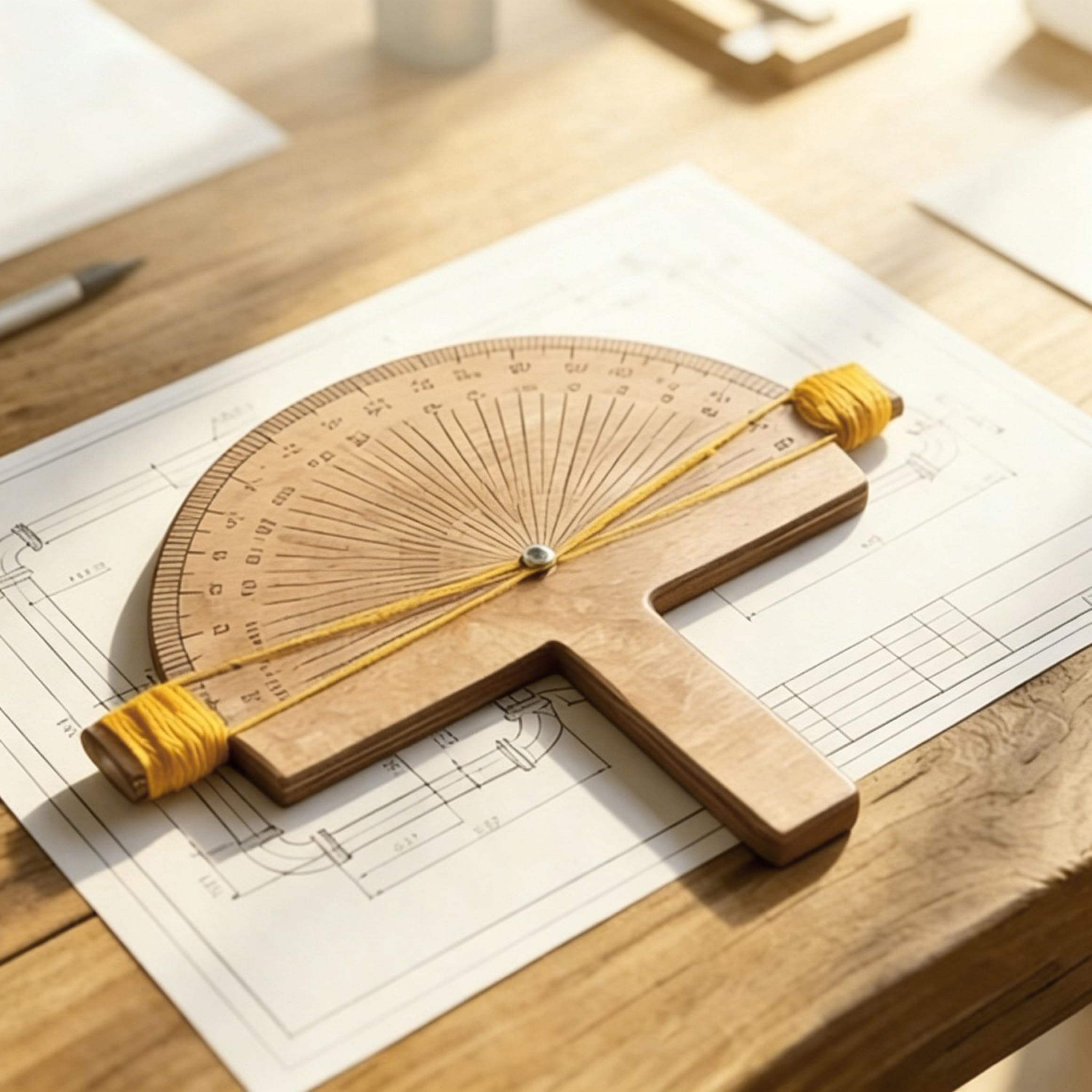 Détecteur d'angle de précision, jauge d'angle en bois 2 pièces pour ligne de ficelle, outil mesure artisanal et décor collection