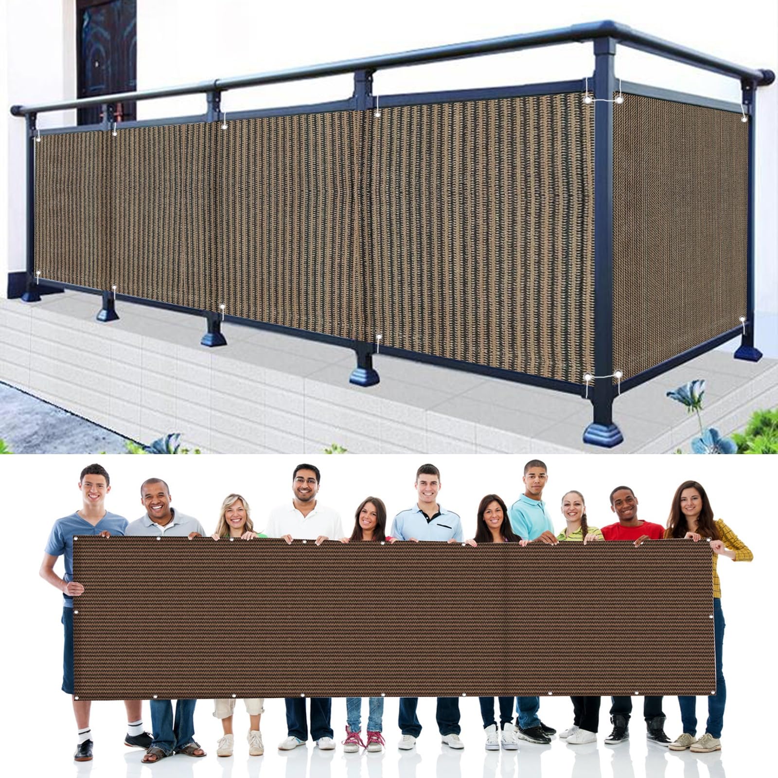 Écran d'intimité marron 50 x 200 cm idéal pour balustrade et cour