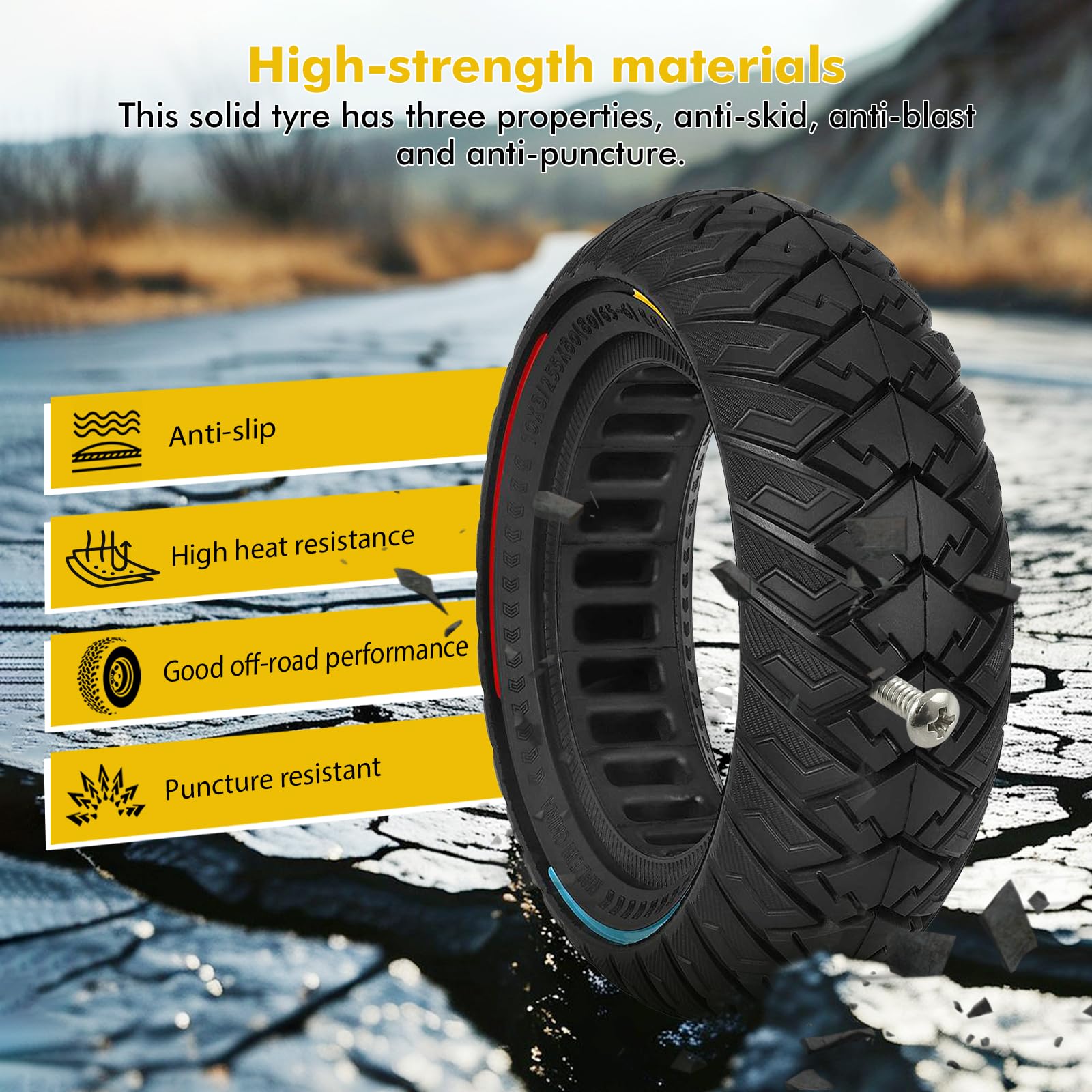 10×3 Pneumatico Solido per Scooter，255 x 80(80/65-6) Ruota Monopattino per Kukirin G3/Kaabo Wolf Warrior/Kugoo M4 /Mantis 10/Zero 10X,10 Pollici Ruota di Ricambio Antiscivolo e Antiforatura
