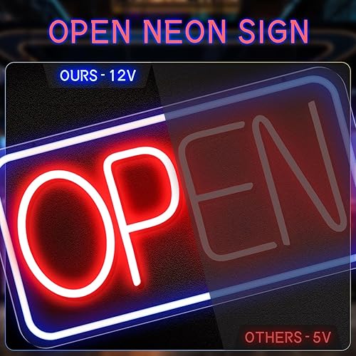 Miniatura 3 de Tekstap Letrero LED de neón abierto, 16 x 9 pulgadas, tamaño más grande, brillante, ideal para negocios, fiestas, bares, salones, decoración de