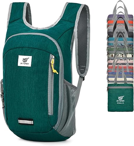 Miniatura 14 de SKYSPER Mochila Pequeña de Día 10L Mochila de Senderismo Plegable Ligera Mochila de Viaje de Día para Mujeres y Hombres Hoja,Negro