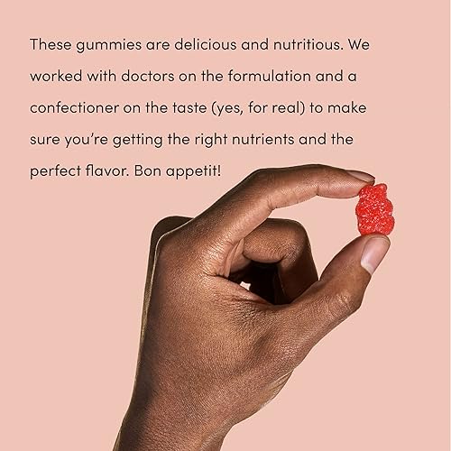 Miniatura 4 de Hers Biotin Builder Vitaminas Gomitas con vitaminas B12 y B6, vitamina D, sin gluten, sin edulcorantes ni sabores artificiales, sabor a cereza