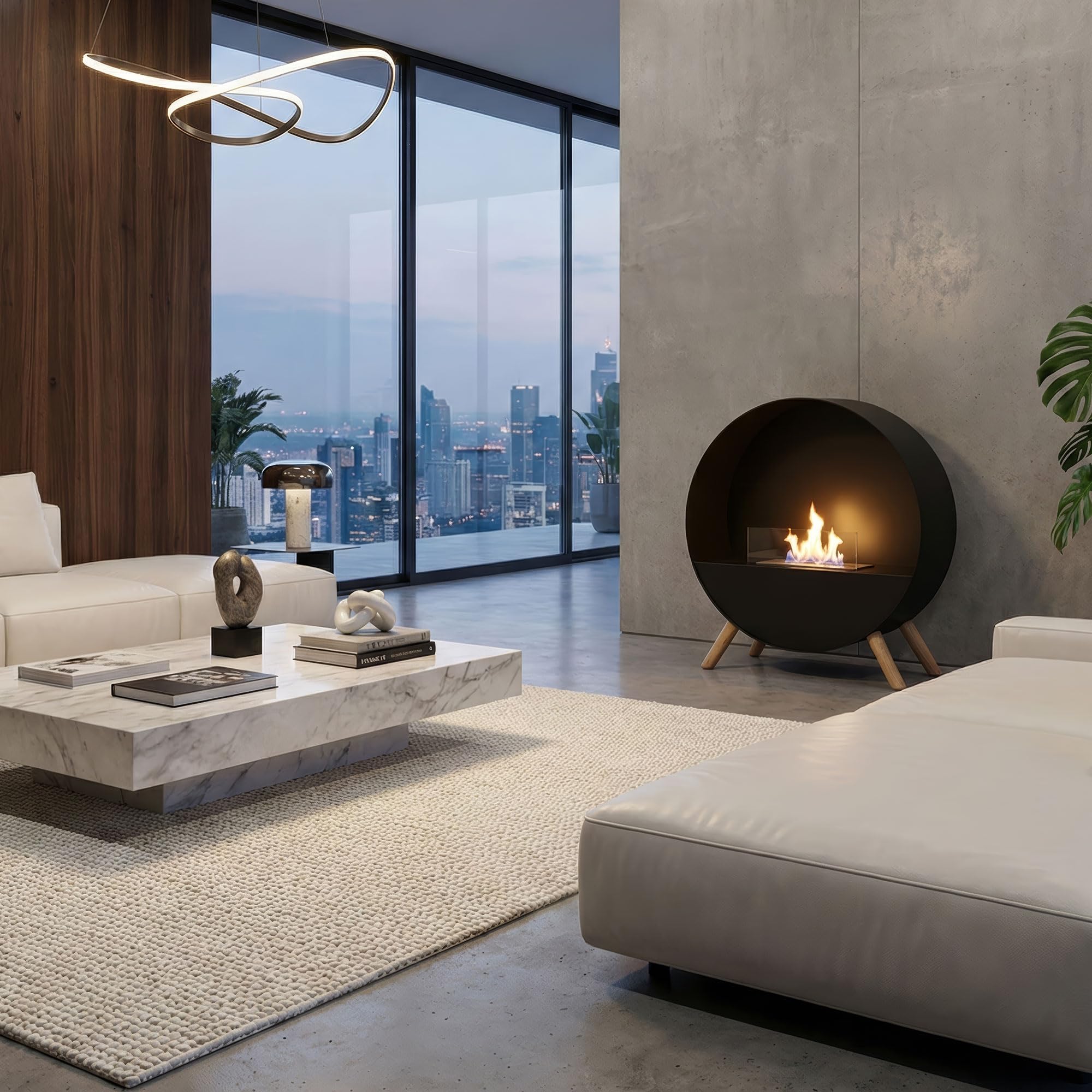 Frankystar Venere Camino da Pavimento 60x72x30 cm cdi Design da Interno Piedi in Legno di Pino Nero