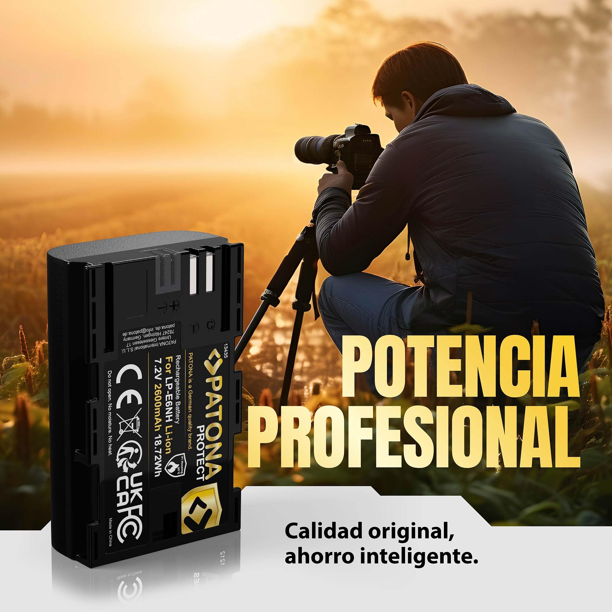PATONA 2X Protect Batería LP-E6NH 2600mAh – Repuesto para Canon LP-E6 LP-E6N LP-E6NH – Compatible con EOS R5 R6 R6II R7 5D III/IV 6D 7D 90D – Sensor NTC y Carcasa V1 ignífuga