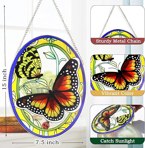 Vista 2 de Monarca - Mariposa para colgar en la ventana, decoración de mariposa, regalo para mujeres, atrapasoles de vitral, decoración de ventana, colgante al