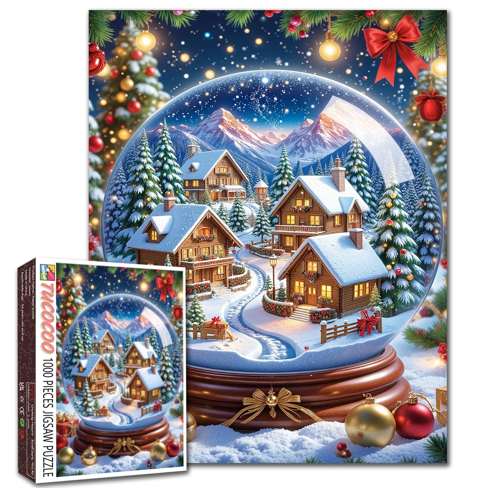 Winter Village Snow Scene 1000 Piece Jigsaw Puzzle for Adults Students Cozy Holiday Houses Snowy Forest Puzzle Art Relaxing Brain Activity Christmas Decoration Large Puzzle Gift Idea 20ร27 Inches โ image 1