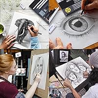 Vista 6 de PANDAFLY Set de Lápices de Dibujo y Bosquejo, Kit de 22 Piezas para Arte Profesional - Lápices de Grafito (12B-2H), Lápices de Carbón Blanco
