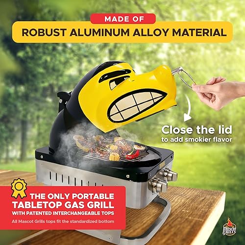 Miniatura 4 de Hawkeye - Parrilla portátil de gas propano de 16,000 BTU con 2 quemadores, control de temperatura dual para portón trasero, caravana, barbacoa en el