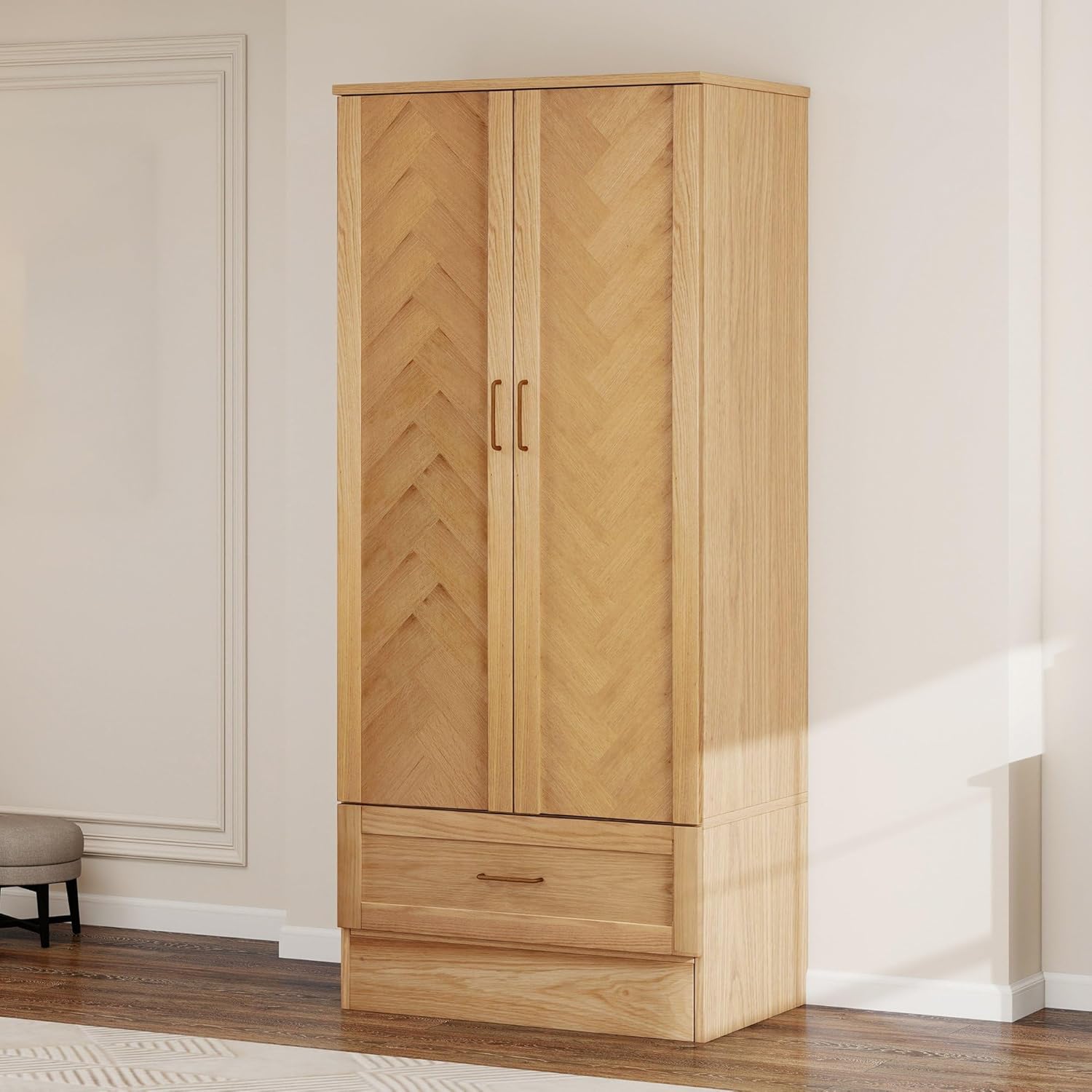 Amazon.com: Tafeumob Solid Wood Armoire Wardrobe: 2 Doors Solid Wood ...