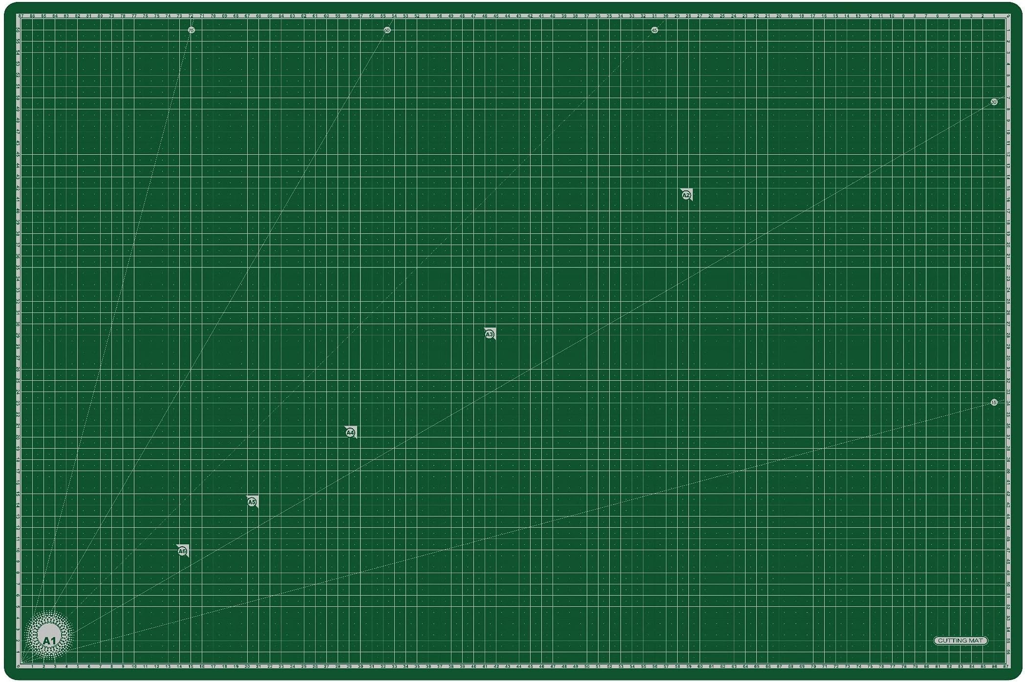 QataliticFlexible Cutting Mat, A1 Size (36 X 24 inch), Professional Self-Healing, 5 Layered, Durable Non-Slip PVC, Double Sided with Marked Pattern and Grids, Green