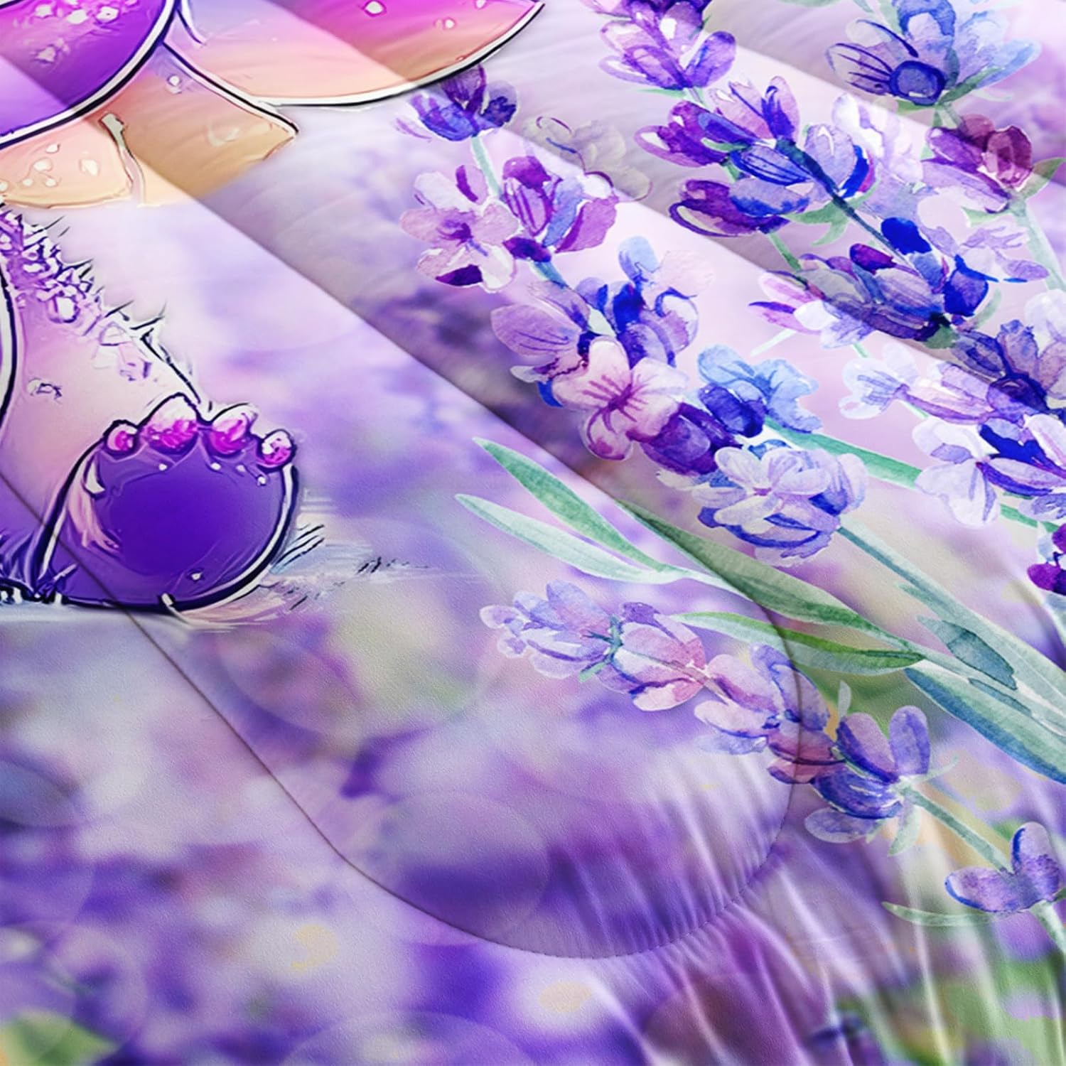 AILONEN Cartoon Axolotl Comforter Set Queen,Purple Axolotl Duvet Set,Beautiful Lavender Butterfly Axolotl Comforter Set for Kids,Kawaii Ocean Animal Axolotl Quilt with 2 Pillowcases,3Pcs